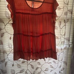 Chic Red Ruffle Blouse